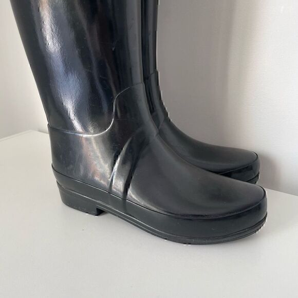 Hunter Sandhurst Carlyle Rain Boots Tall Black Rubber Size US 5-6 EU 35-36 - Picture 2 of 14
